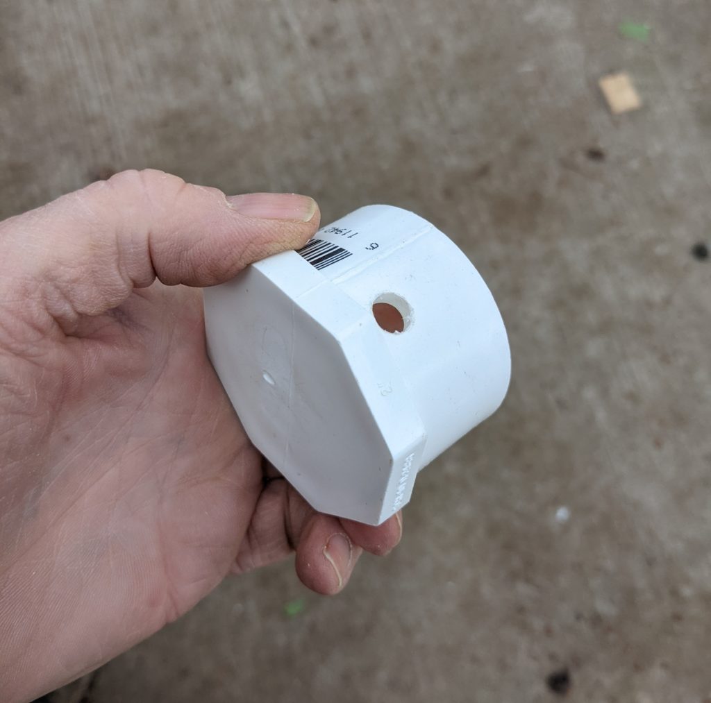 Drill hole in base